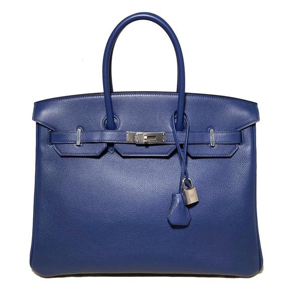 HERMES Rare Blue Sapphire Taurillon Novillo Sea Surf & Fun Birkin 35 - Picture 4 of 9